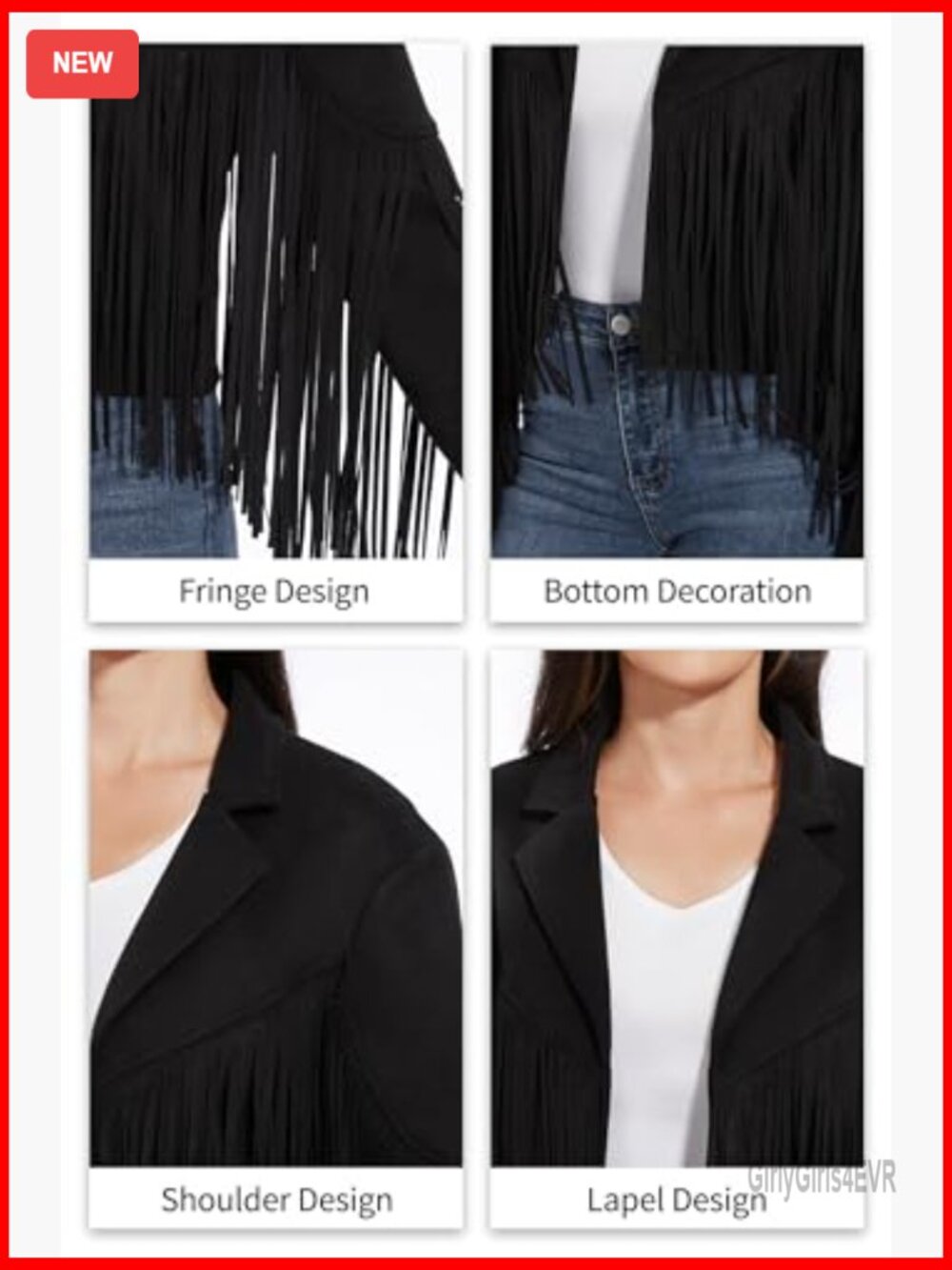 Fringe Leather Jacket Women's Cropped Coat Western Style S-XXL - Picture 6 of 7